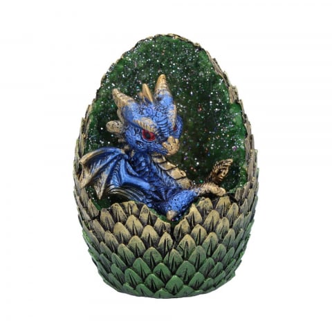 Figurine & Decor cu Dragoni - Figurină Geode Home (Blue) – Pui de Dragon în Ou Geodă, 10,7 cm