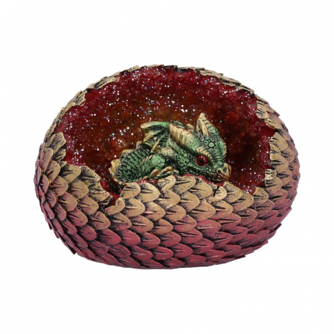 Figurine & Decor cu Dragoni - Figurină Geode Home (Green) – Pui de Dragon în Ou Geodă, 10,7 cm