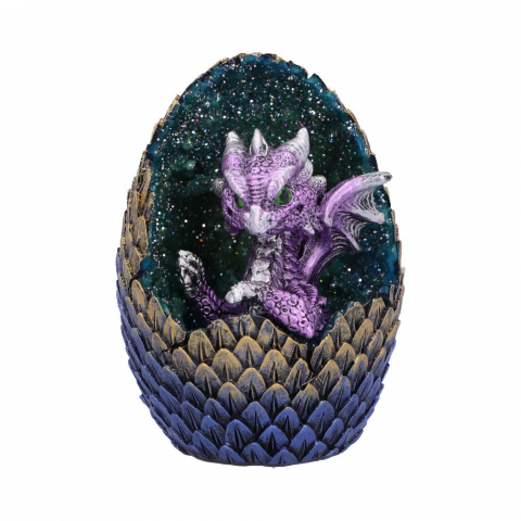 Figurine & Decor cu Dragoni - Figurină Geode Home (Purple) – Pui de Dragon în Ou Geodă, 10,7 cm