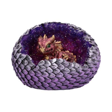 Figurine & Decor cu Dragoni - Figurină Geode Home (Red) – Pui de Dragon în Ou Geodă, 10,7 cm