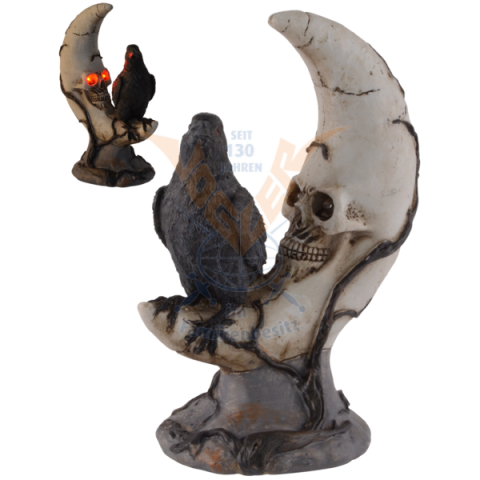Figurină Gotica "Corb Întunecat" – Corb pe Craniu cu LED-uri [1]