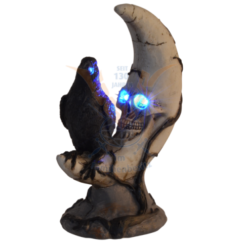 Decor - Figurină Gotica "Corb Întunecat" – Corb pe Craniu cu LED-uri