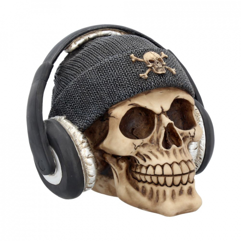 Craniu cu Caciula și Casti "Dead Beat Grey Skull" [2]
