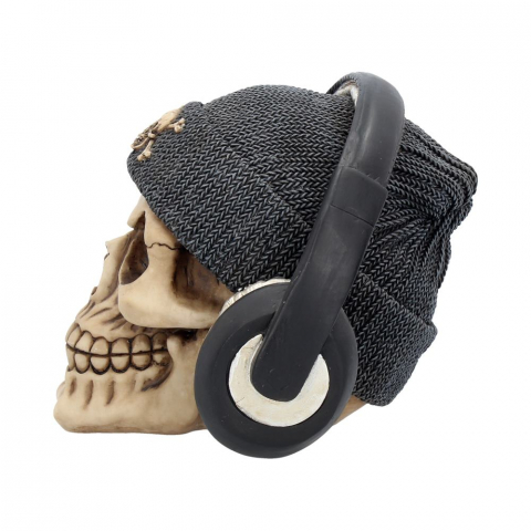 Craniu cu Caciula și Casti "Dead Beat Grey Skull" [4]