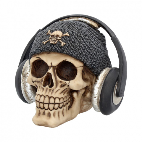 Craniu cu Caciula și Casti "Dead Beat Grey Skull" [3]