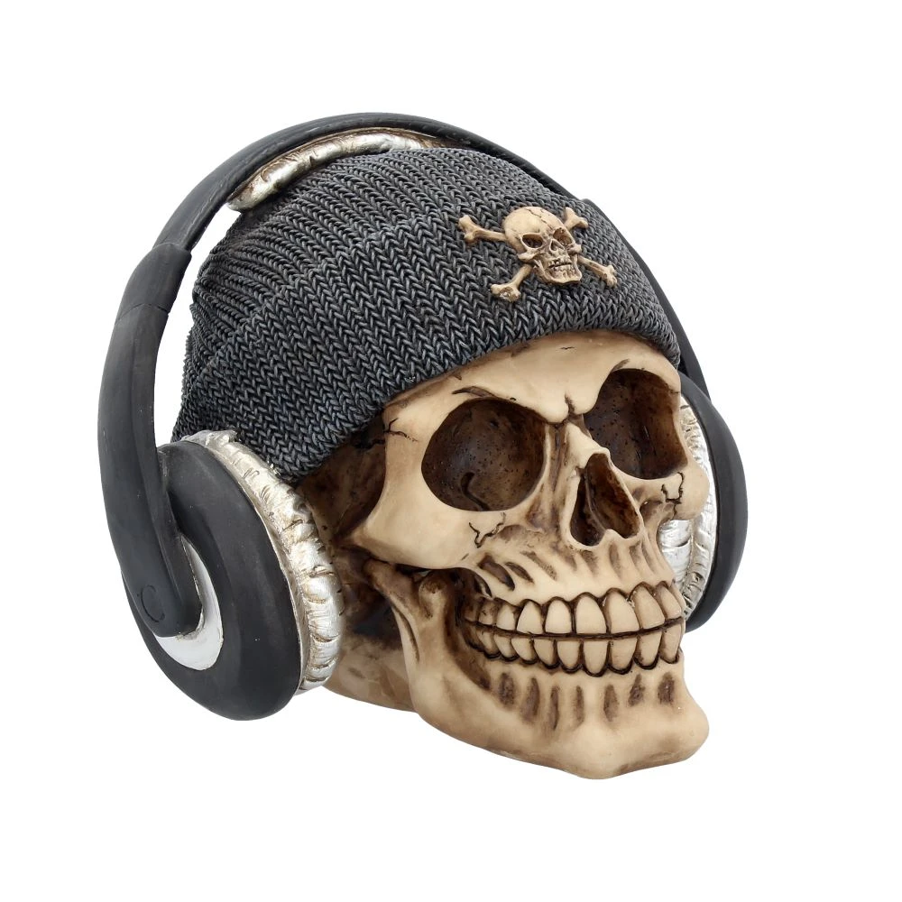 Craniu cu Caciula și Casti "Dead Beat Grey Skull" [1]
