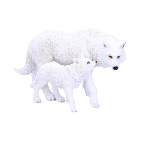 Figurină 'Winter Offspring' – Lupoaică și Pui, 20 cm [2]