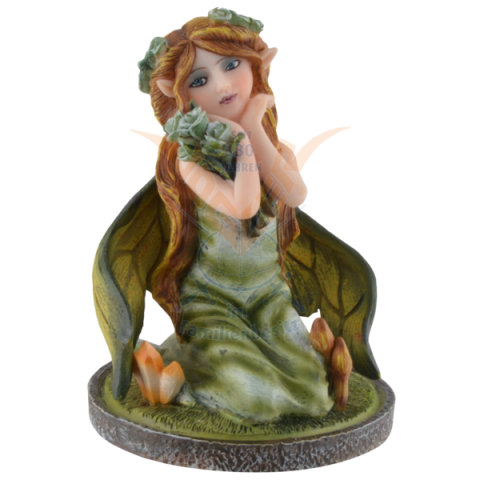 Figurină zână Verda cu coroană verde de flori [3]