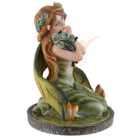 Figurină zână Verda cu coroană verde de flori [4]