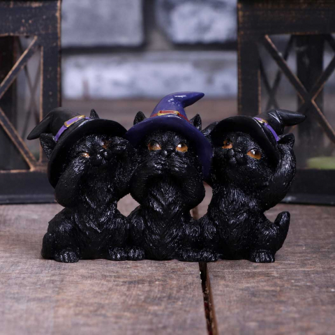 Decor - Figurine Three Wise Black Cats – Pisici negre intelepte
