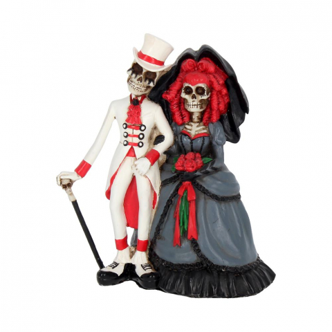 Decor - Figurina Nunta Gotica cu Mire si Mireasa Schelet