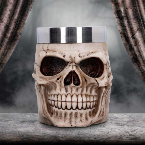 Halbă - Halba Grinning Skull – Pahar gotic cu insert din otel inoxidabil