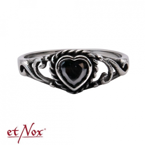Inel etNox „Black Heart” – Design inimă neagră cu zirconiu [1]