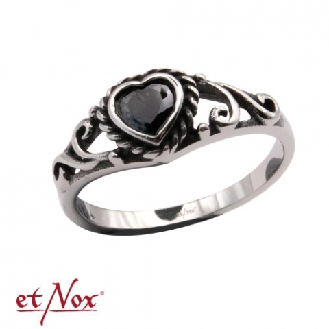 Inele - Inel etNox „Black Heart” – Design inimă neagră cu zirconiu