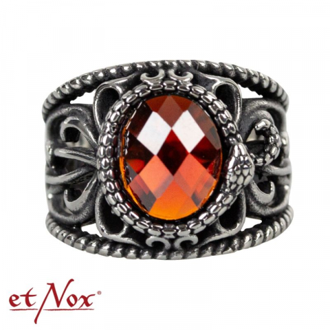 Inele - Inel etNox „Red Snake” – Design șarpe cu piatră roșie