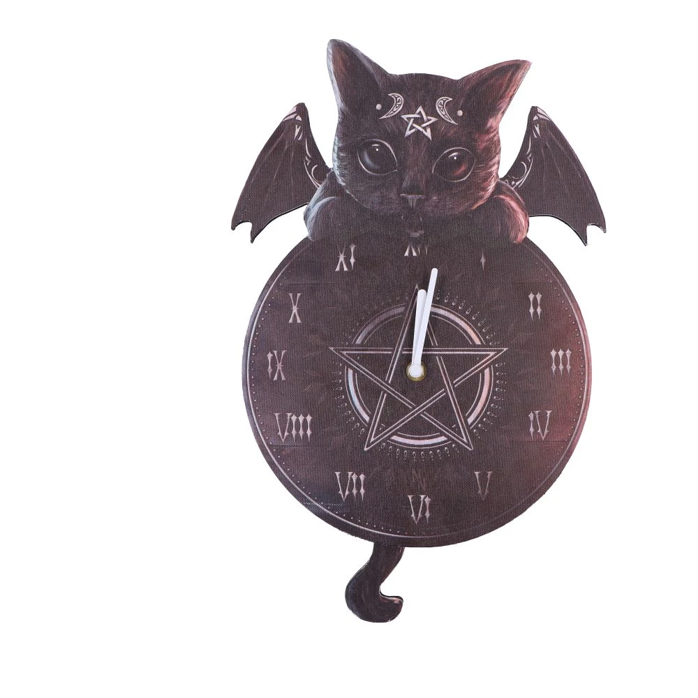 Malpuss Tickin' Clock – Ceas de Perete cu Pisica Gotica si Coada Pendul [1]