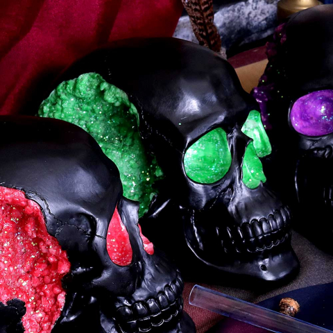 Cranii Gotice - Ornament "Geode Skull Green" - Figurina Gotica