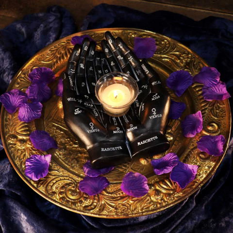 Vrajitoare si Zâne - Palmist's Guide – Suport pentru Lumanare cu Design de Chiromantie