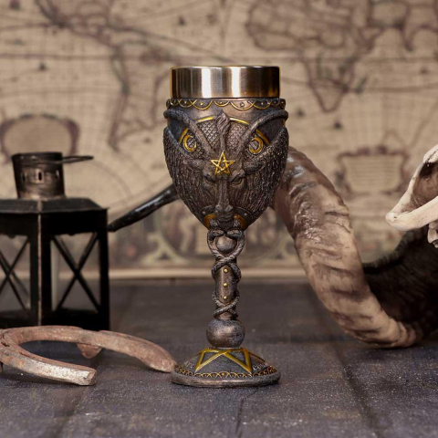 Pocal - Pocal Baphomet – Pahar gotic cu insert din oțel inoxidabil