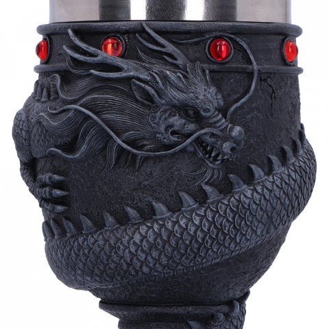 Pahar de vin cu dragon chinez negru încolacit [2]