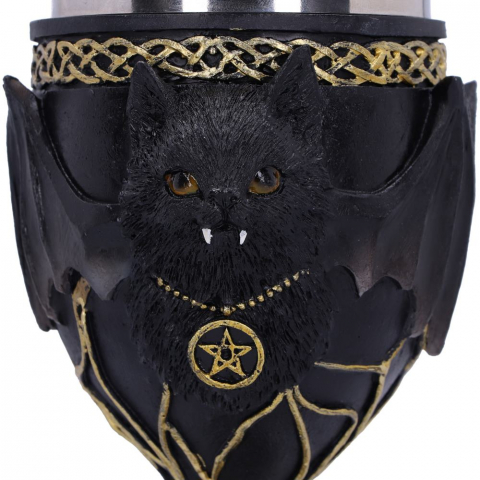 Pocal 'Feline Fang' de 17,3 cm – Design cu pisică neagră vampir și aripi de liliac [6]
