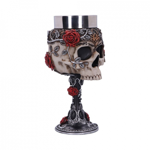 Pocal gotic 'Gothic Roses' de 18 cm – Design cu craniu și trandafiri roșii [5]