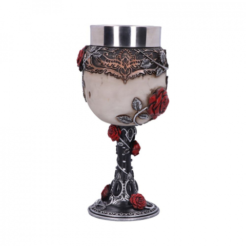 Pocal gotic 'Gothic Roses' de 18 cm – Design cu craniu și trandafiri roșii [4]