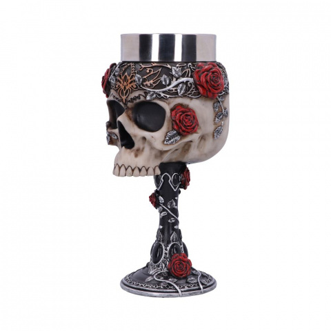 Pocal gotic 'Gothic Roses' de 18 cm – Design cu craniu și trandafiri roșii [3]