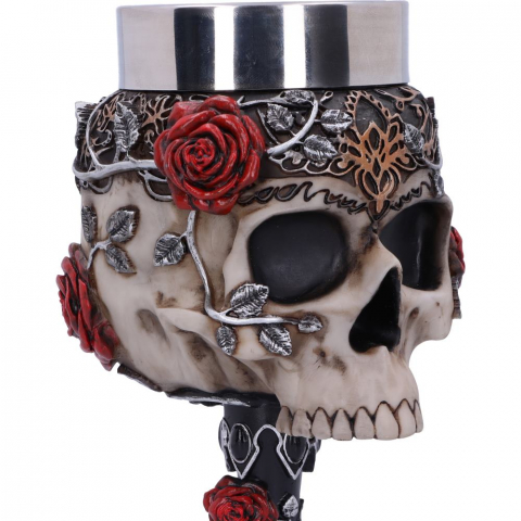 Pocal gotic 'Gothic Roses' de 18 cm – Design cu craniu și trandafiri roșii [7]