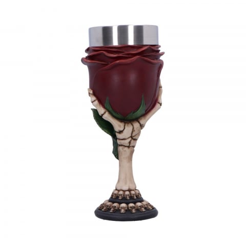 Pocal gotic 'Rose to the Occasion' de 20 cm – Design cu trandafir și mână scheletică [4]