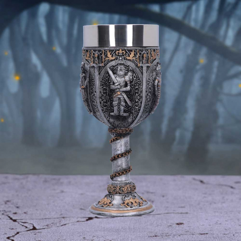 Medieval - Pocal 'Medieval Knight' de 17,5 cm – Design cu cavaleri medievali și lanț decorativ