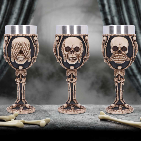 Pocal - Pocal 'Three Wise Skeletons' de 20 cm – Design cu trei schelete înțelepte
