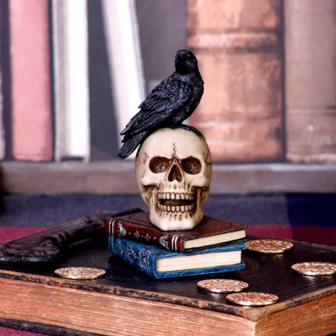 Raven's Spell – Figurina Gotica cu Corb si Craniu