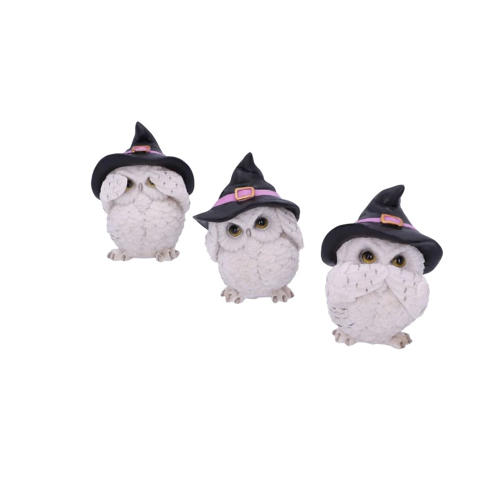Set de 3 figurine bufnite albe "Trei intelepte" – 9 cm [1]