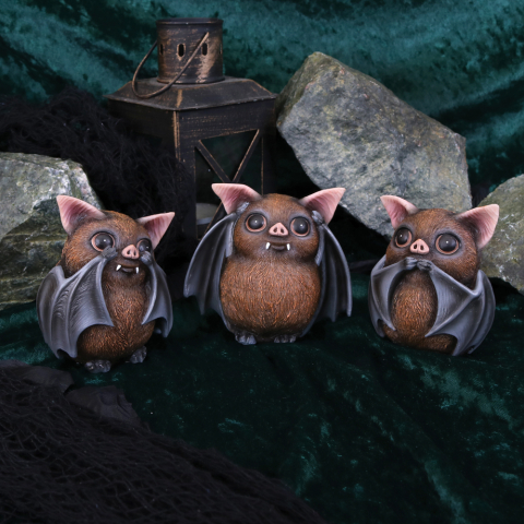 Decor - Set figurine Three Wise Bats 8,5 cm - Decoratiuni gotice cu lilieci