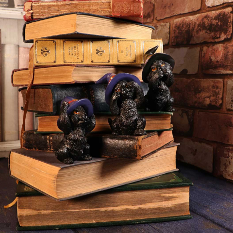Figurine cu Animale - Set figurine Three Wise Familiars 9,2 cm - Pisici negre cu palarii de vrajitoare