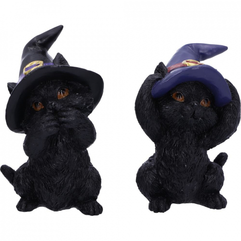 Set figurine Three Wise Familiars 9,2 cm - Pisici negre cu palarii de vrajitoare [7]