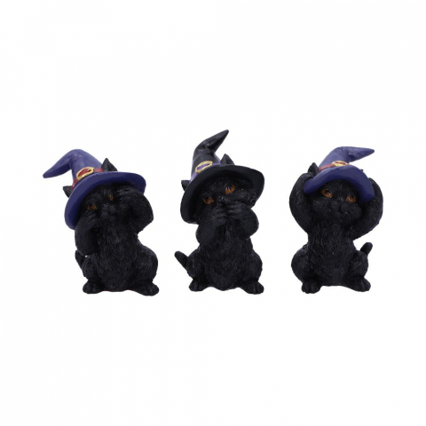Set figurine Three Wise Familiars 9,2 cm - Pisici negre cu palarii de vrajitoare [2]