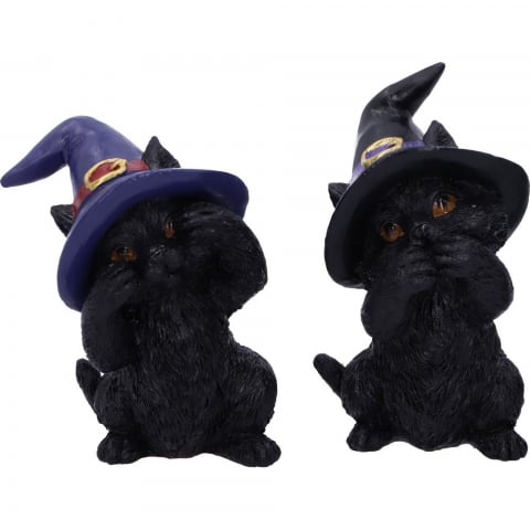 Set figurine Three Wise Familiars 9,2 cm - Pisici negre cu palarii de vrajitoare [6]