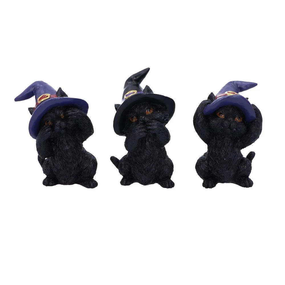 Set figurine Three Wise Familiars 9,2 cm - Pisici negre cu palarii de vrajitoare [1]