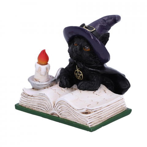 Statueta Familiar's Spell 8,5 cm - Decoratiune gotica cu pisica neagra si carte antica [5]