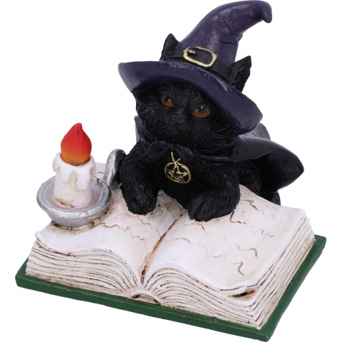 Statueta Familiar's Spell 8,5 cm - Decoratiune gotica cu pisica neagra si carte antica [3]