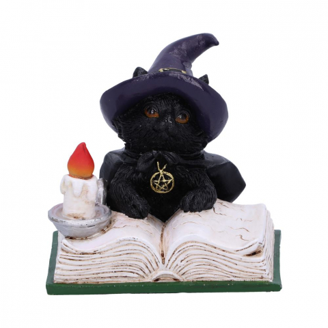 Statueta Familiar's Spell 8,5 cm - Decoratiune gotica cu pisica neagra si carte antica [4]