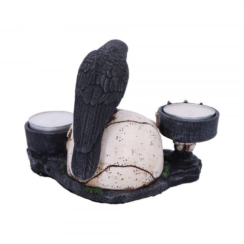 Suport lumanare Nevermore 15 cm - Decoratiune gotica cu corb si craniu [4]