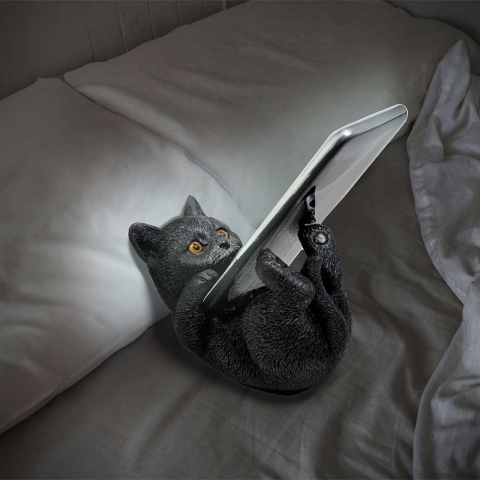 Figurine cu Animale - Suport pentru telefon mobil Pisica neagră Familiar Helper