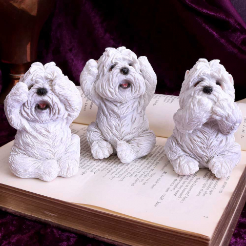Figurine cu Animale - Three Wise Westies – Figurine Westie "Nu vad, nu aud, nu vorbesc"​