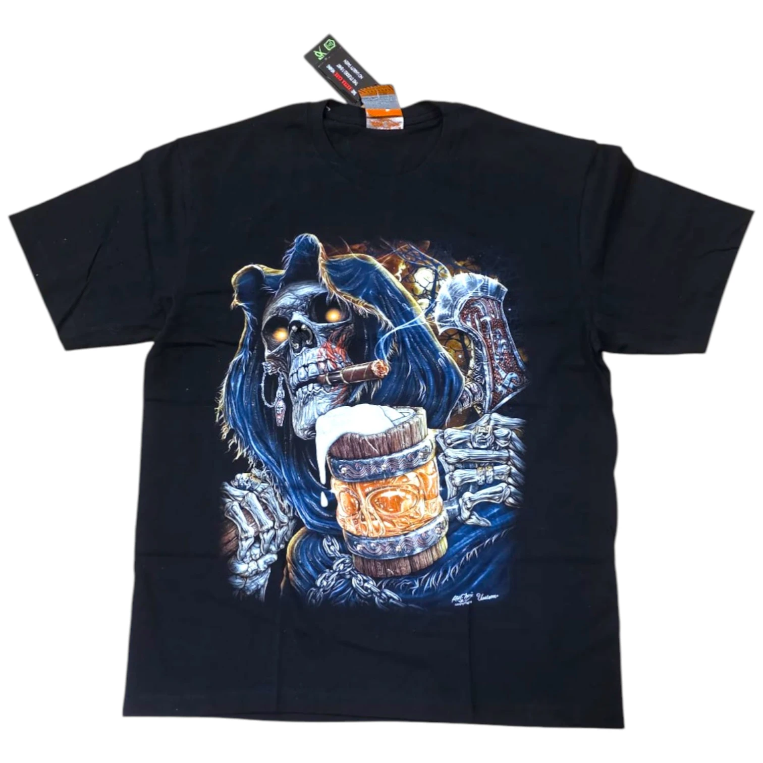 Tricouri RockChang – Arta rock autentica din Thailanda - tricou-grim-reaper-halba-bere-trabuc-glow-in-the-dark