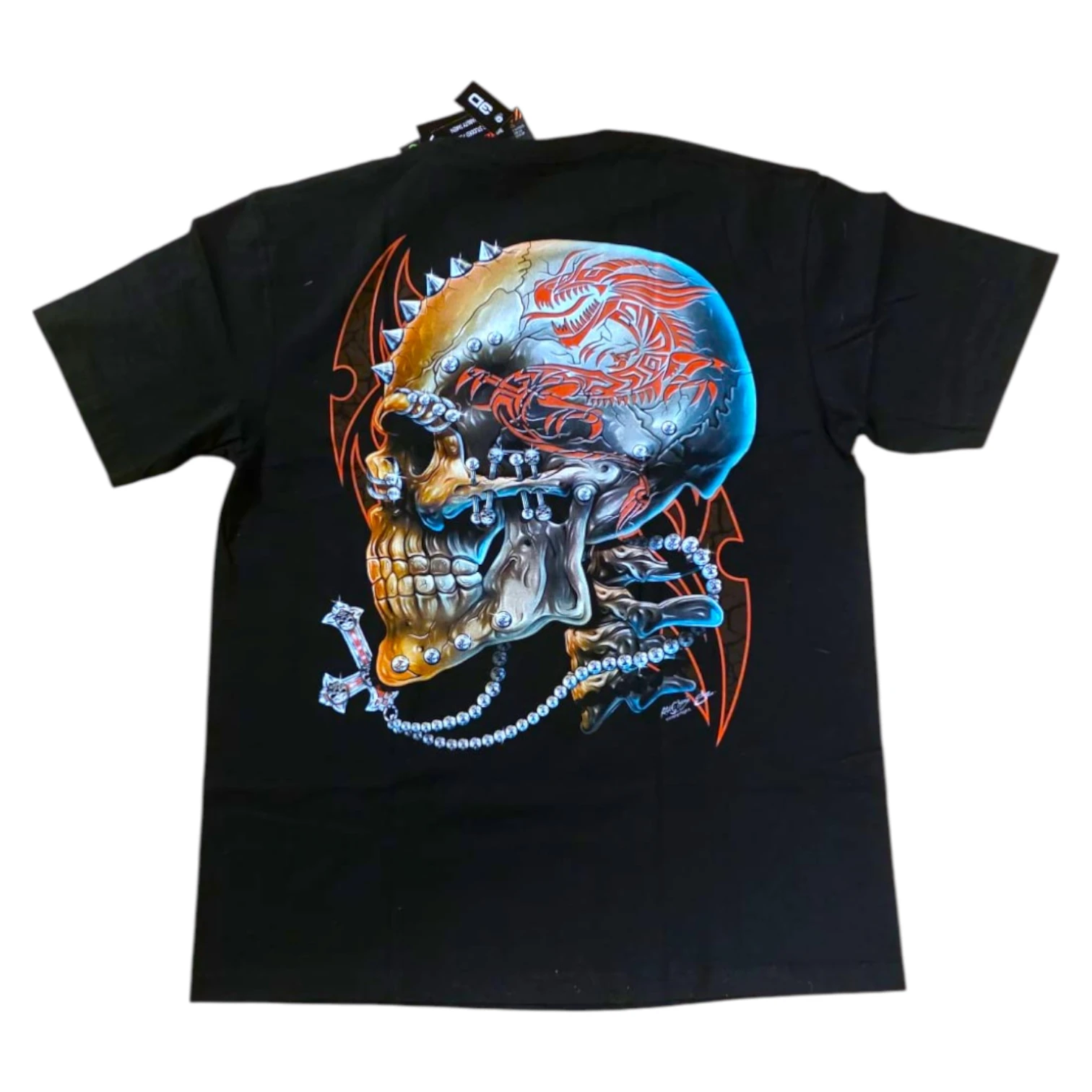 Tricouri RockChang – Arta rock autentica din Thailanda - Tricou RockChang Cyber Skull Glow - Craniu cu dragon