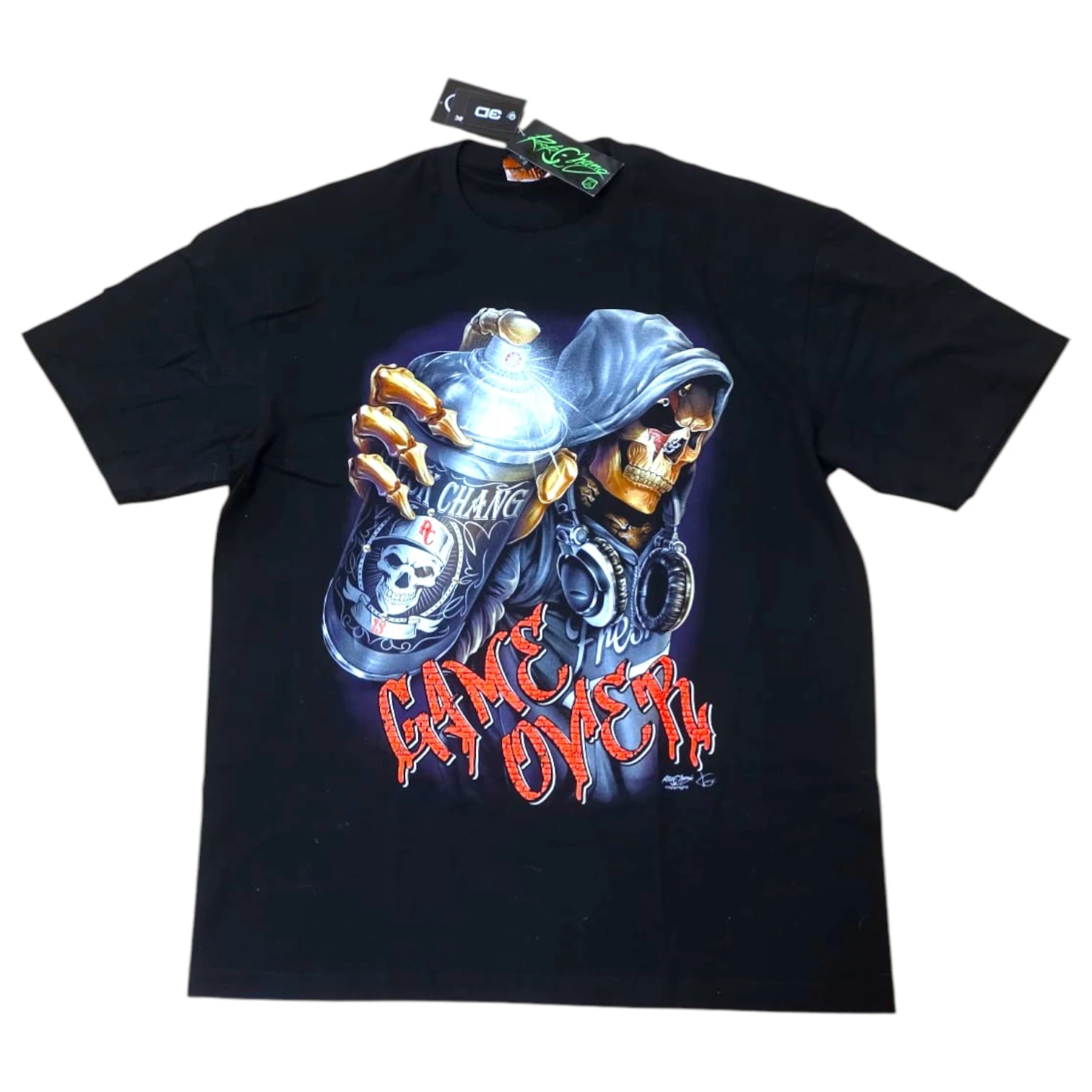 Tricouri RockChang – Arta rock autentica din Thailanda - Tricou RockChang Game Over Skull Urban Unisex Negru