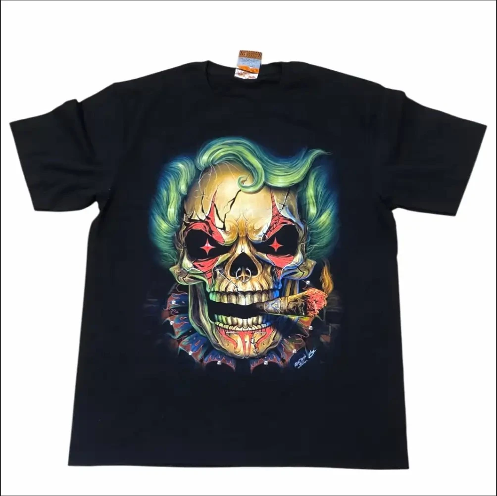 Tricouri RockChang – Arta rock autentica din Thailanda - Skull Rebel Glow in the Night – Craniu rock cu efect luminos